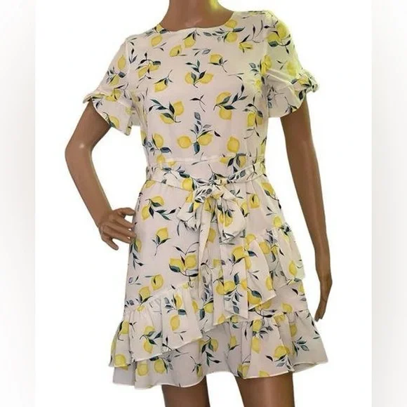 banana republic tiered mini dress Banana Republic | Dresses | Lemon Print Mini Dress Tiered Ruffles